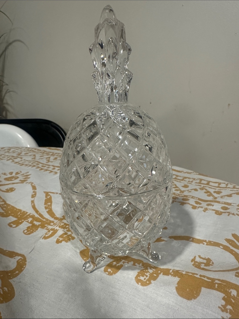 Cut Crystal Pineapple Candy Dish - Clear Glass